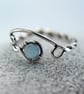 Aquamarine Silver Ring Adjustable Sterling Twist Milky Gemstone Bead - Image 3