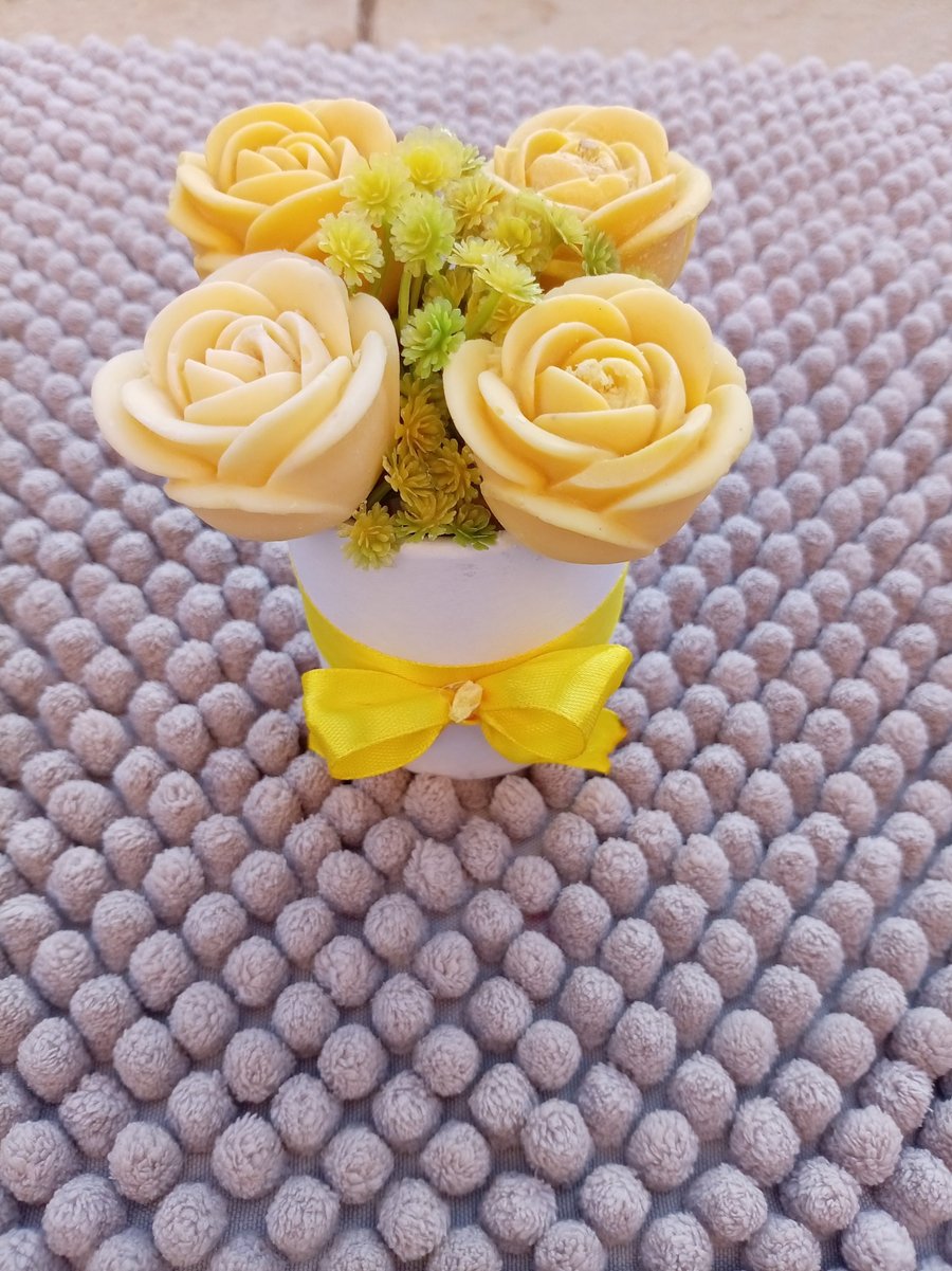 Yellow Rose Wax Melt Bouquet - Handmade Floral Scented Gift