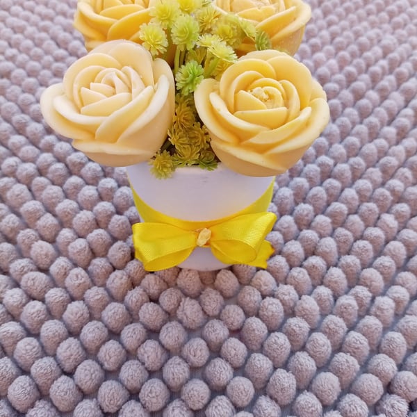 Yellow Rose Wax Melt Bouquet - Handmade Floral Scented Gift