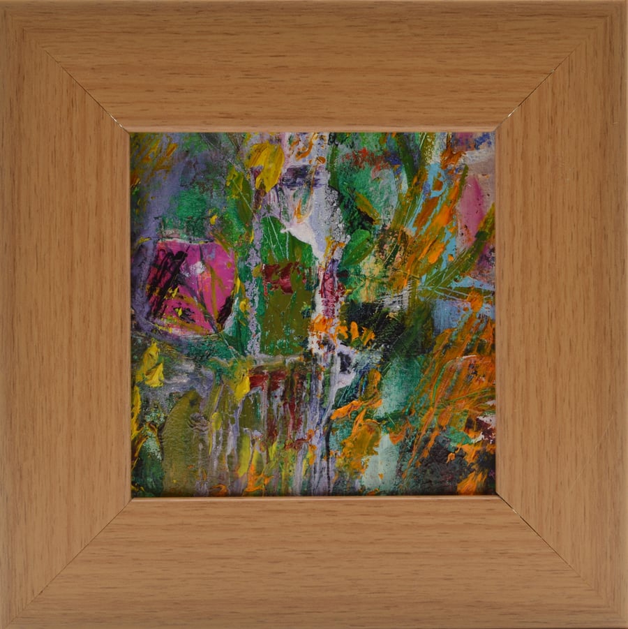 Small Framed Original Painting of a Garden