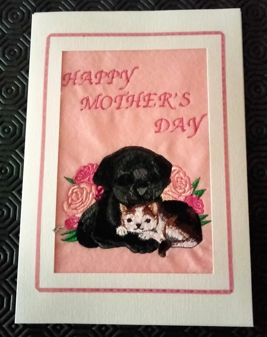 Mother's Days Silk Embroidered Card
