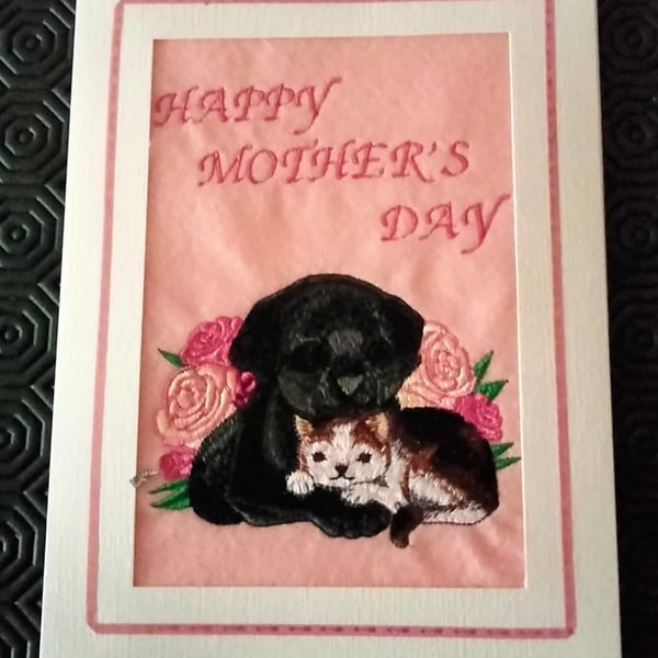Mother's Days Silk Embroidered Card