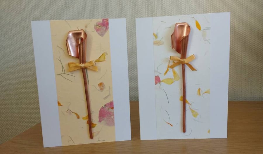 Copper calla lily anniversary sympathy thank you card