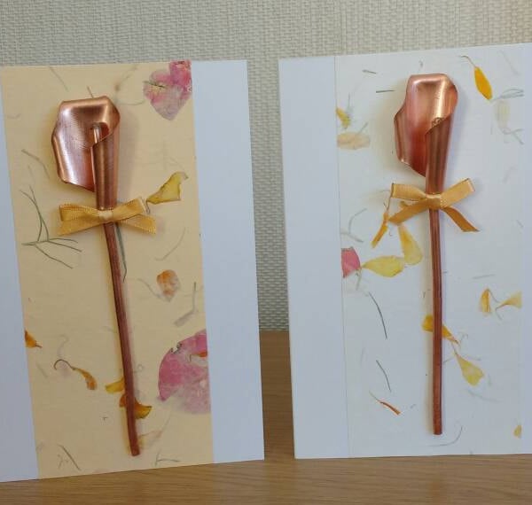 Copper calla lily anniversary sympathy thank you card