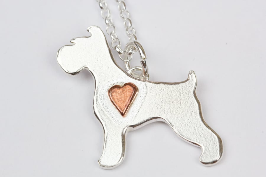 Schnauzer dog silver necklace
