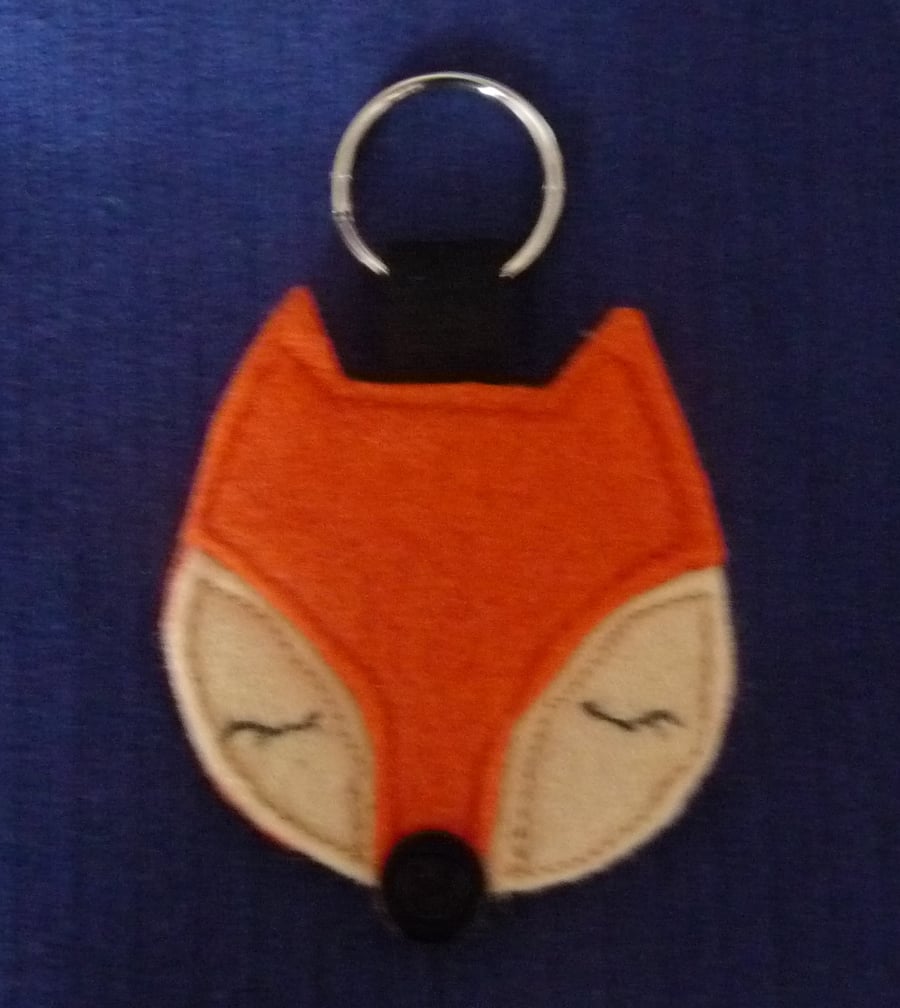 Orange Sleepy Fox Keyring