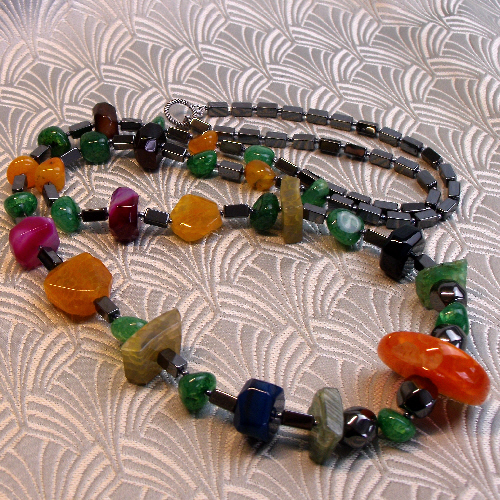 Long Chunky Necklace UK, Semi-Precious Stone Necklace, Handmade Necklace CC49