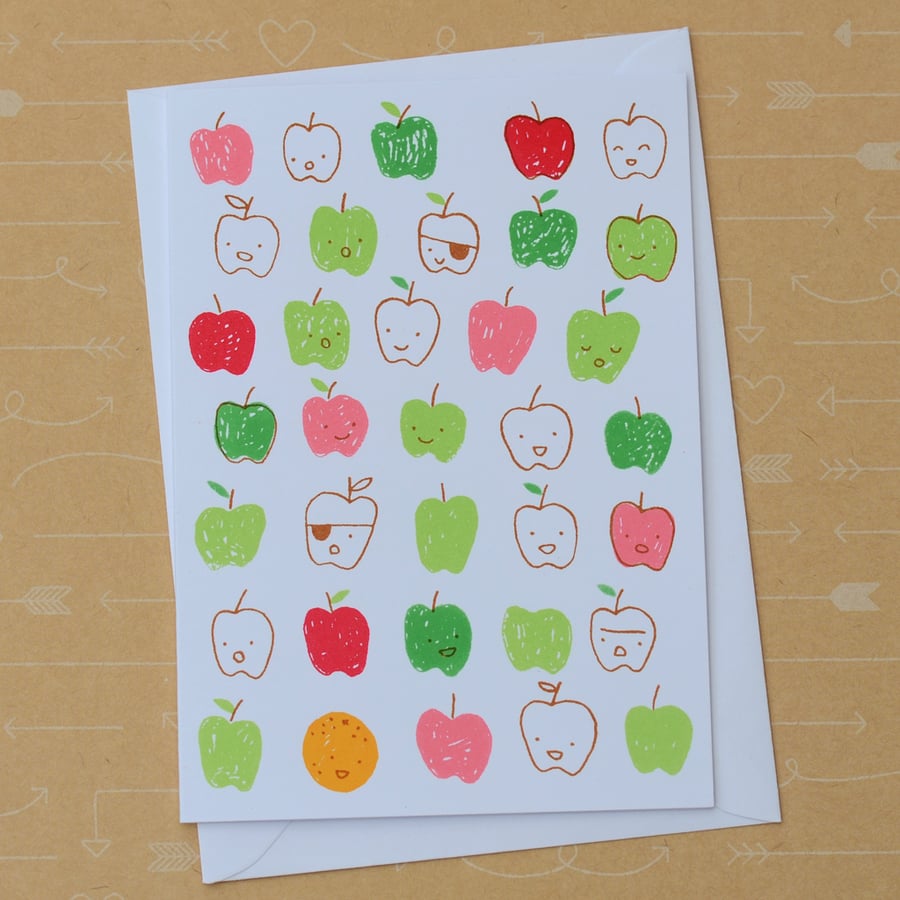 Teacher's Apples - Hand Screen Printed Card