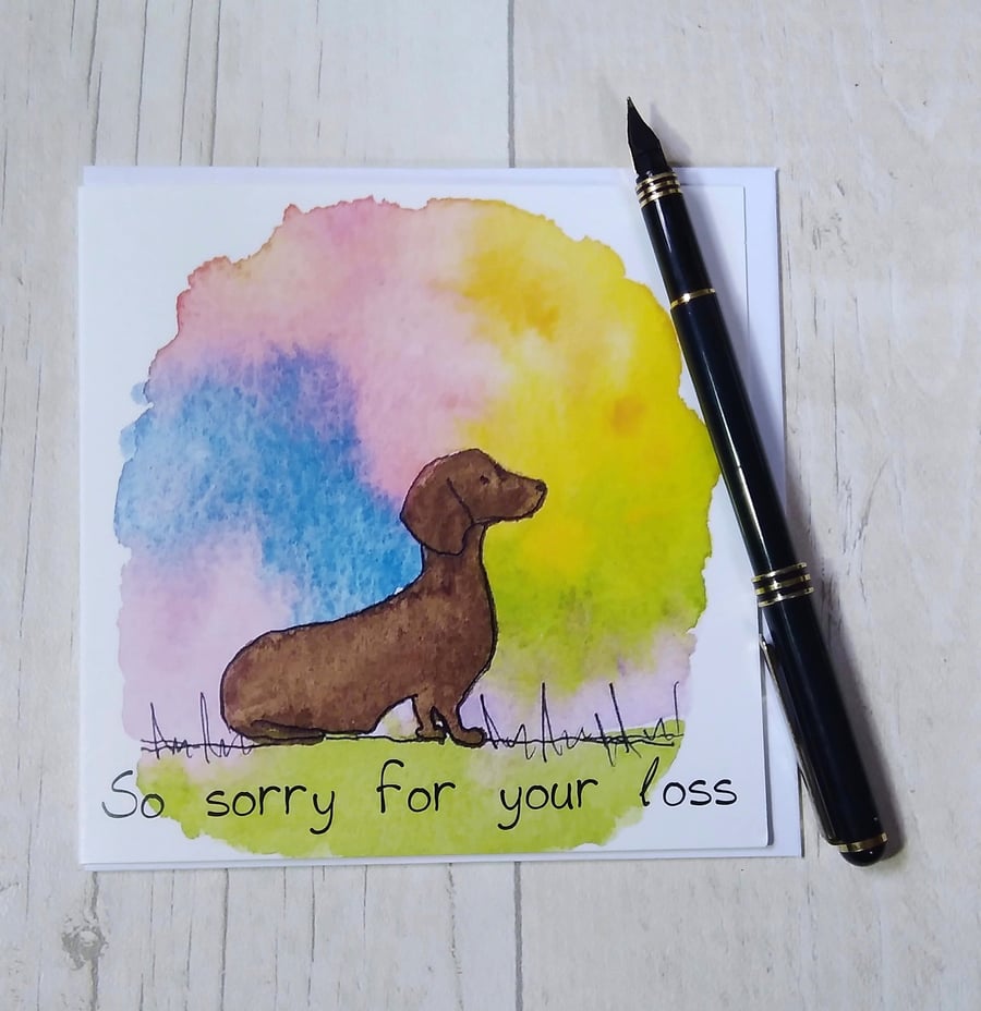 Dachshund memories sympathy card. Dog loss card, dog bereavement card.