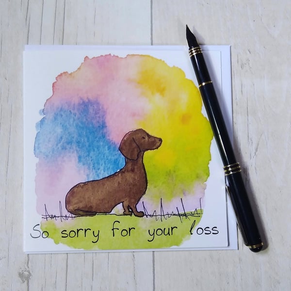 Dachshund memories sympathy card. Dog loss card, dog bereavement card.