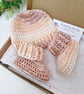 Pecan Pie Crochet Baby Hat & Booties Set - Newborn & 0-3 Months - Image 3