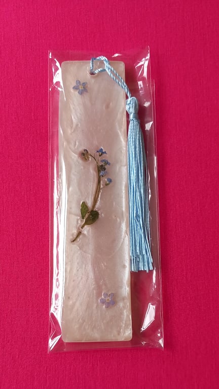 Forget me not bookmark,Memorial gift, Dried flowers bookmark English country Gar