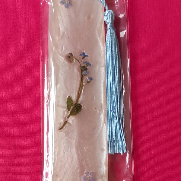 Forget me not bookmark,Memorial gift, Dried flowers bookmark English country Gar