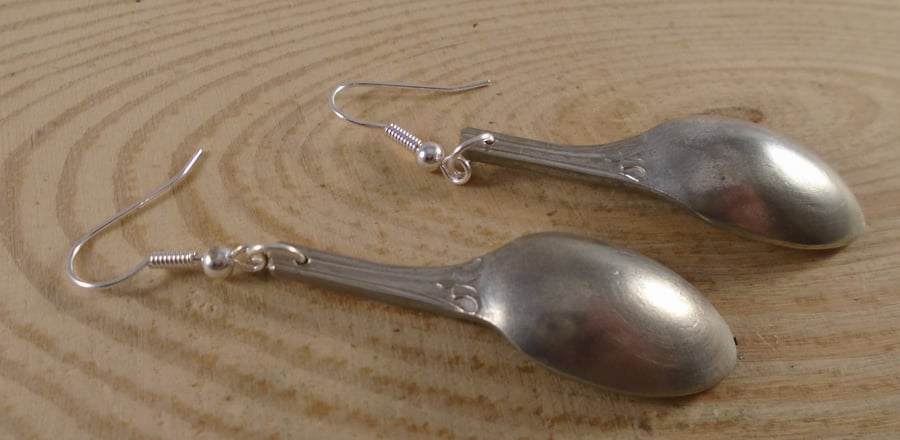 Upcycled Silver Plated Sugar Tong Spoon Earrings SPE122007