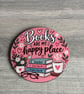 Book lover coaster 'Books are my happy place' cosy reading coaster - Image 1