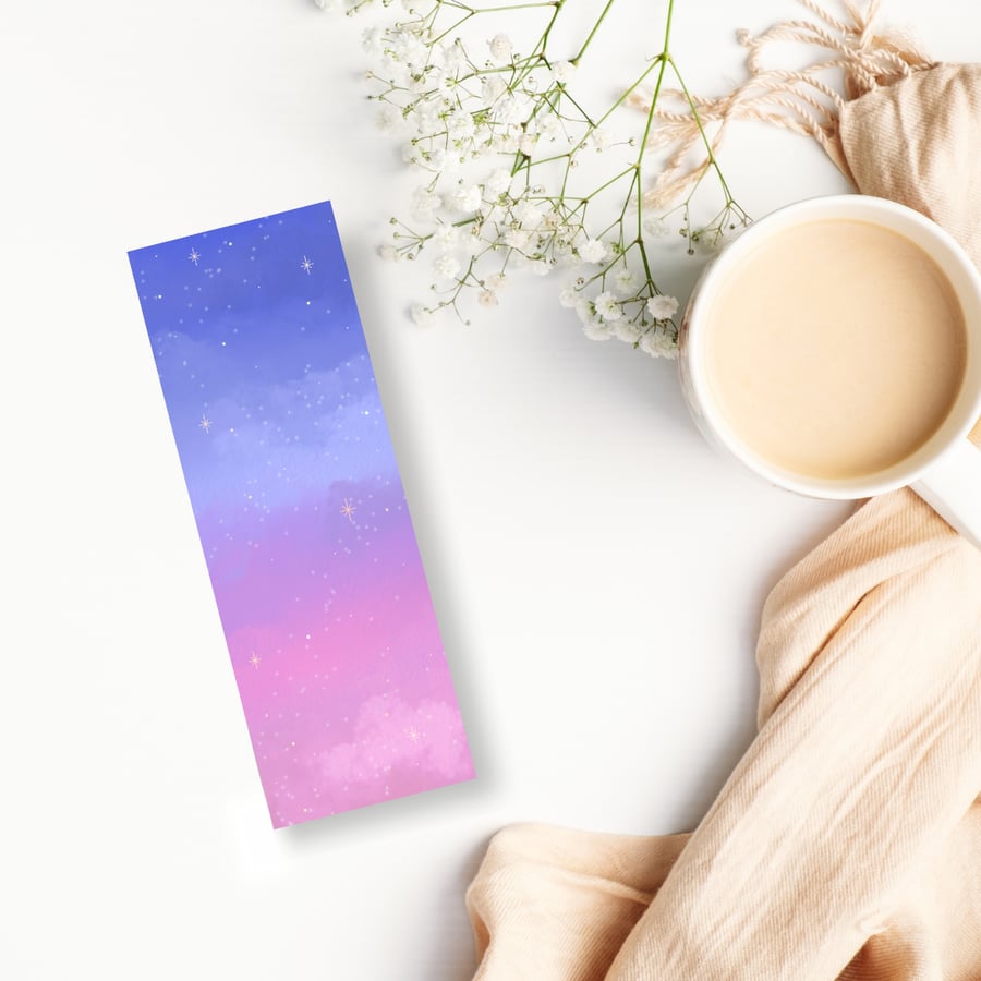 Sunset Gradient Bookmark – Pastel Pink and Blue - Folksy