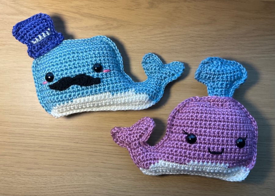 Amigurumi whales. Pair.