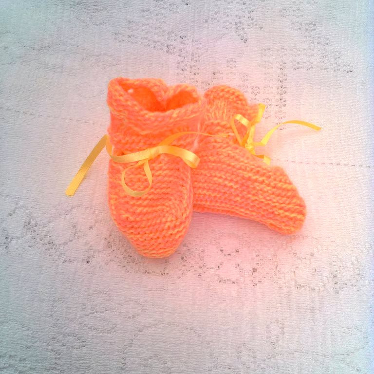  Peach and Yellow Booties Boots for 0 - 6 Month Old Baby, Baby Shower Gift