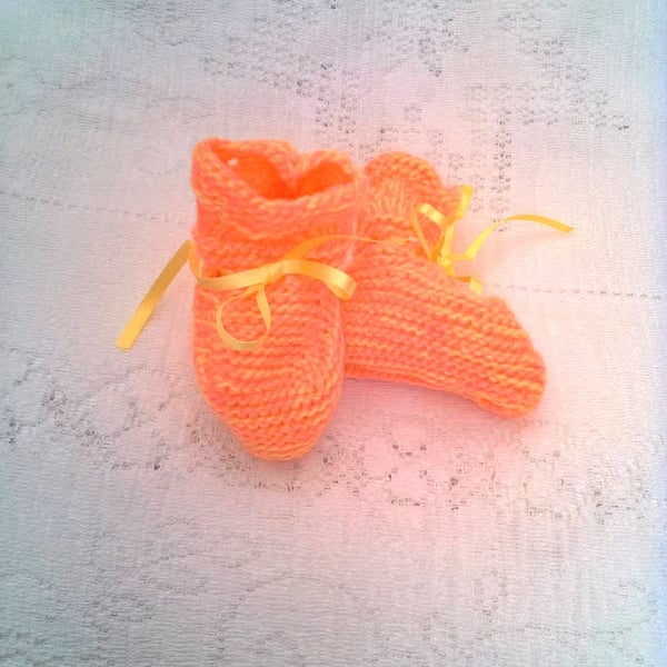  Peach and Yellow Booties Boots for 0 - 6 Month Old Baby, Baby Shower Gift