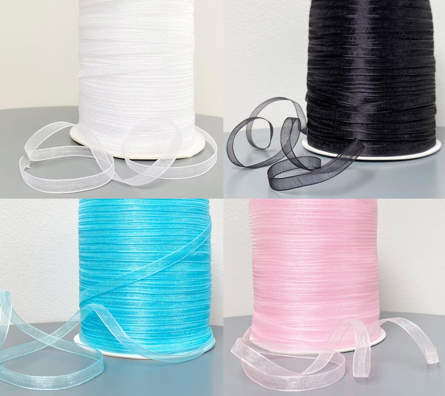 6mm Wide - 20 Metres Woven Edge Organza Ribbon