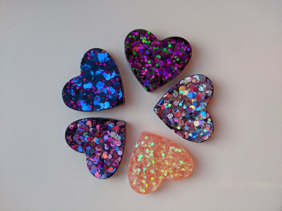 Large heart pin brooches