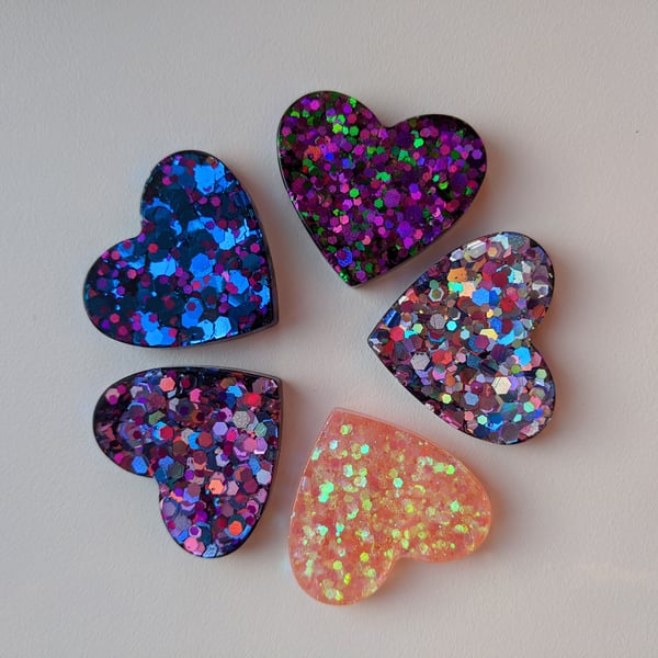 Large heart pin brooches