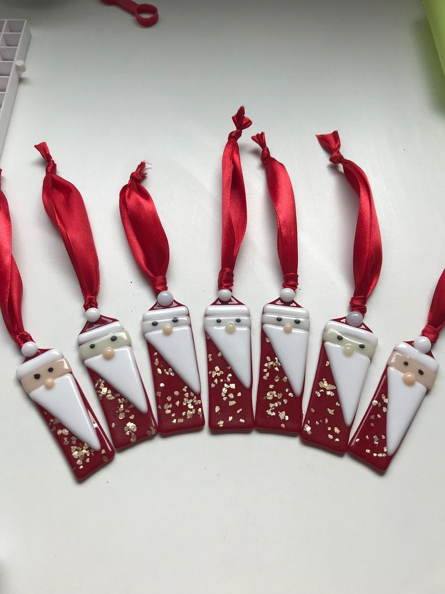 Fused glass santa