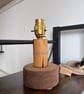 Handmade Oak & Mulga Bedside Lamp - Turned Wooden Table Light UK