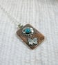 Butterfly & Flower Necklace. Sterling Silver and Copper with Amazonite Gemstone - Image 4