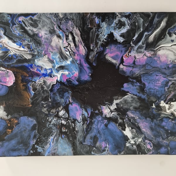 (35) Acrylic Art painting featuring a Bluish Bullseye, crafted from residue pain