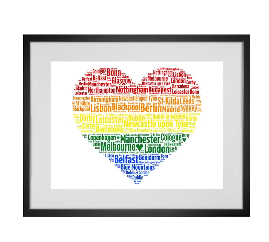 Personalised Pride Love Heart Gay Lesbian LGBT Same Sex Rainbow Word Art Design