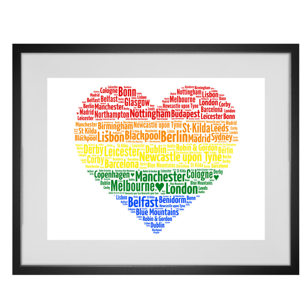 Personalised Pride Love Heart Gay Lesbian LGBT Same Sex Rainbow Word Art Design