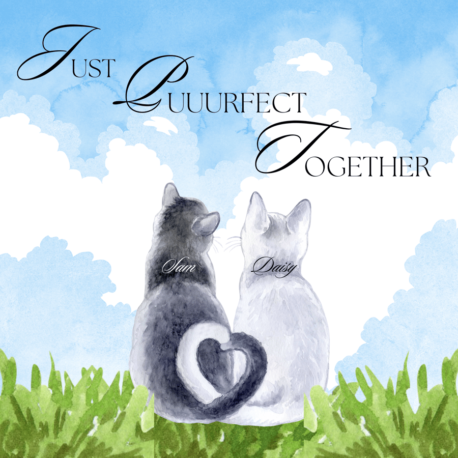 Personalised Cat Couple card- Anniversary card - Engagement card