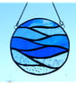 Making Waves Blue Stained Glass Suncatcher Handmade Ring Sea - Image 3