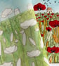 Poppy Fields Hand Embroidery Panel Only