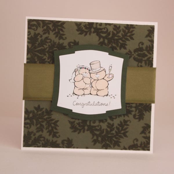 Handmade wedding card -  Forever Friends Bears