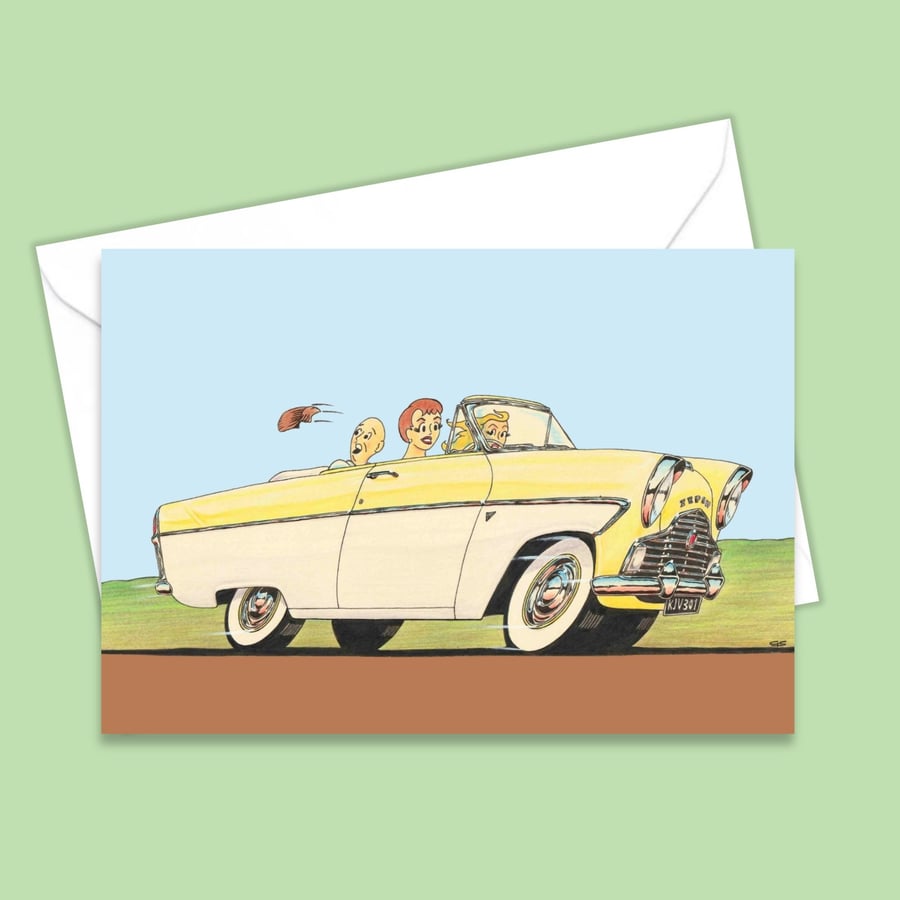 Fabulous Fifties Greetings Card Printed from a Hand Drawn Illustration