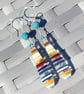 Surfite Sterling Silver Earrings with Lava Beads Wire-Wrapped Teardrop Jewellery - Image 2