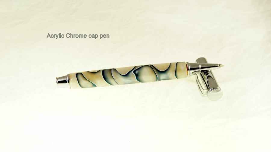 Chrome cap pen in acrylic