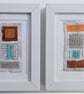 Colourful Combinations Orange Teal Grey Handstitched Geometric Art Pictures - Image 8