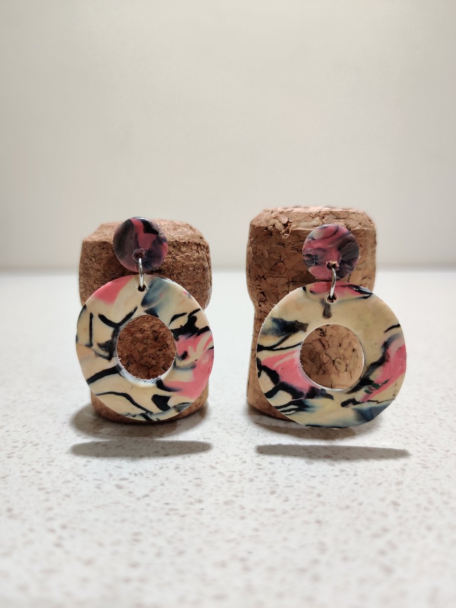 Marble ripple effect polymer clay earrings