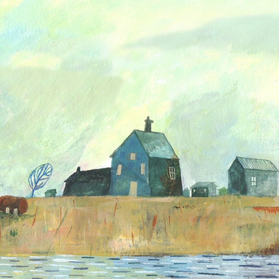 BIG REDUCTION! Ilustration art print, Dungeness (16.5 x 11.7 in A3 size Print)