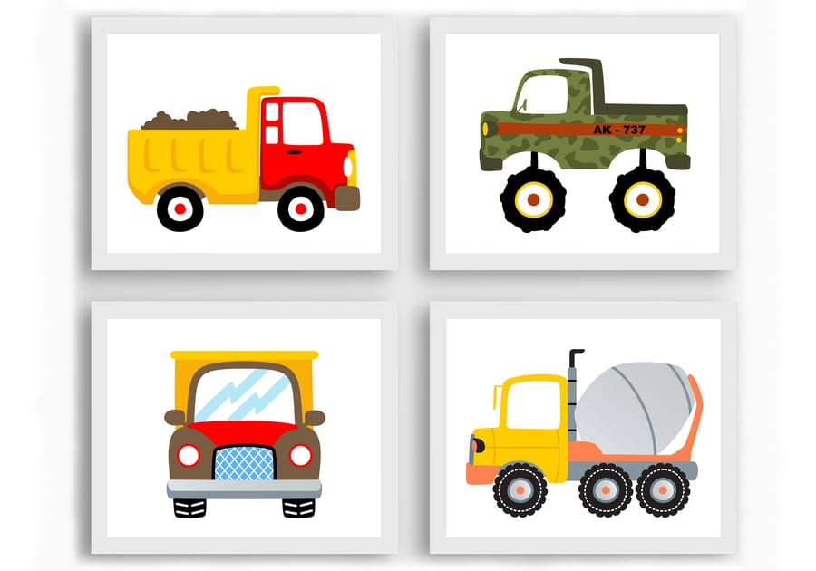 Construction boys nurery prints, Construction wall decor, gift for boys