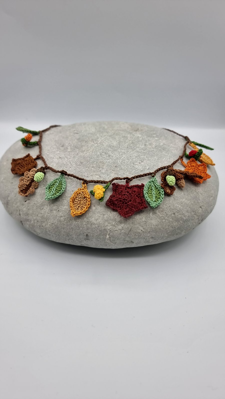  micro crocheted autumnal garland  necklace 