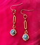 Gold Paperclip Chain Bead Earrings. - Image 3