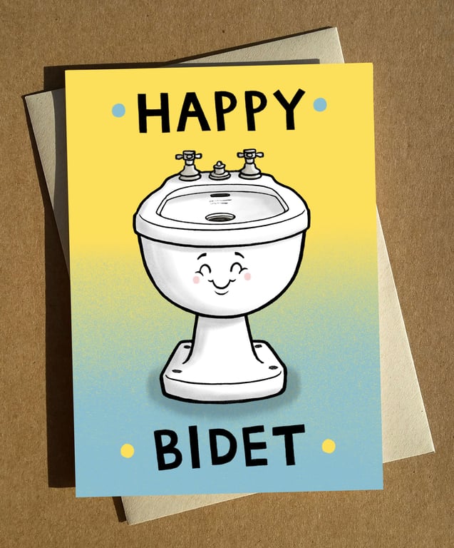 Happy Bidet Birthday Greeting Card A6
