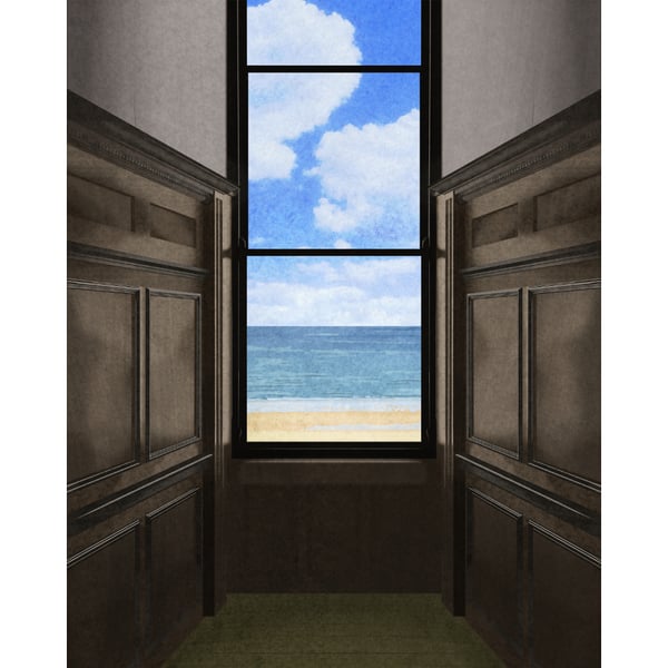 Bamburgh Castle View (10" x 12" gouache and digital collage)