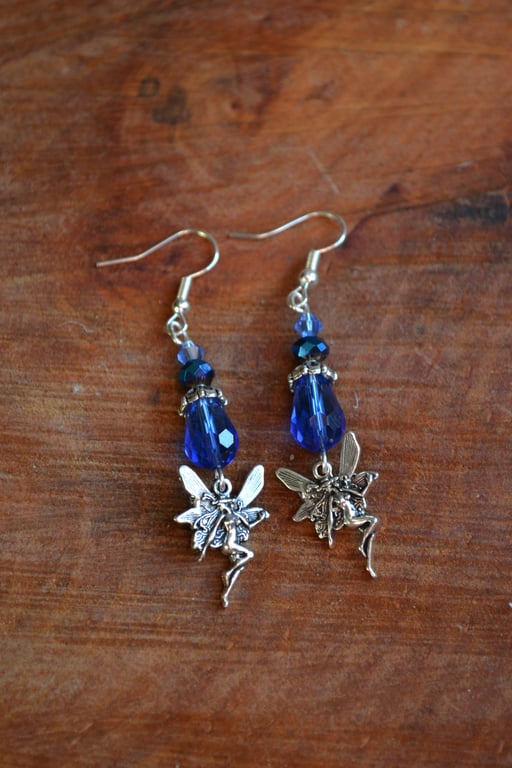 Fairy earrings with blue crystals