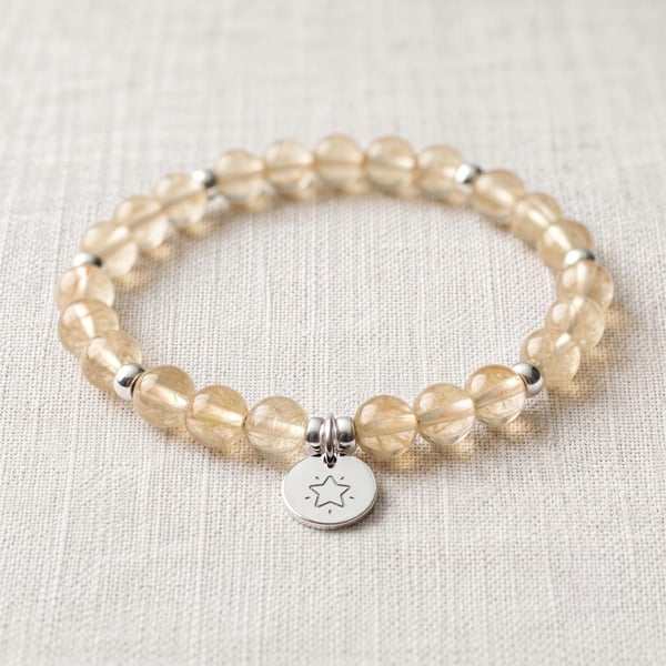 Citrine Crystal Bracelet, Abundance & Joy, Personalised Engraved Gift