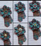 Anderson Tartan Plaid Ribbon Ruffle Rosette Brooch Corsage Pin